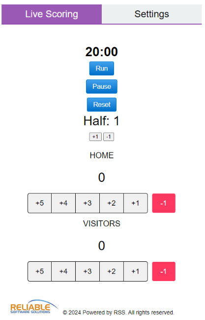 Scoreboard Kit software scoring interface